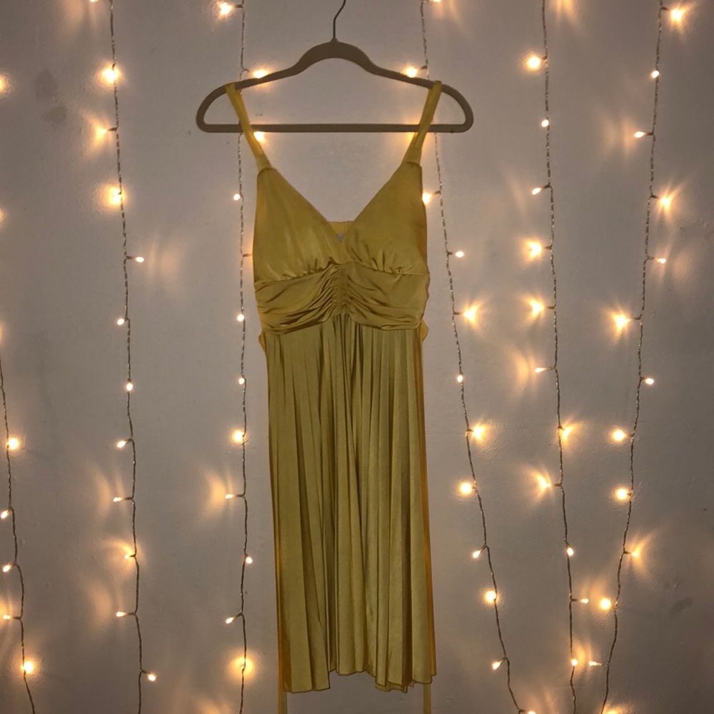 beautiful satin yellow dress